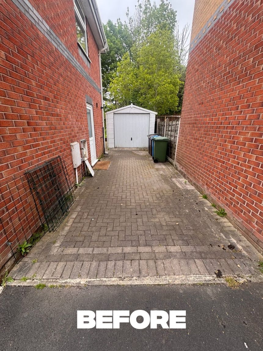 Driveway before jet washing Tameside