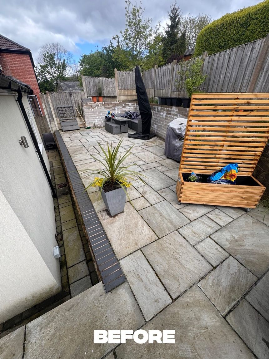 Patio before pressure washing Ashton-under-Lyne