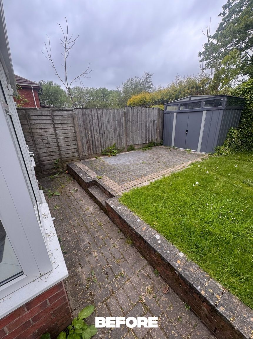 Raised patio before cleaning