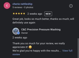 Google review from Cherie Nettleship