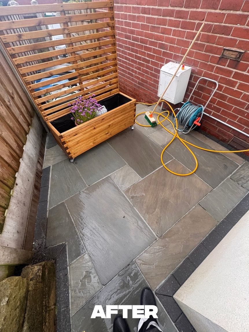 Corner patio area after cleaning